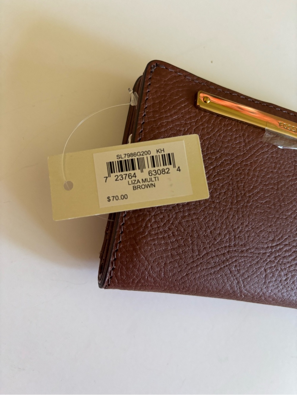 Fossil Wallet- Liza Multifunction Brown (Carmel) Bifold with Fossil Logo. - Picture 6 of 8